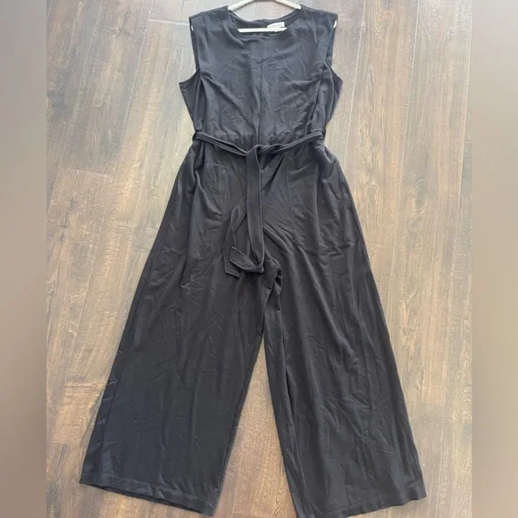 MAX STUDIO Black Knit Wide Leg Jumper Toe Waist Pull On Stretch Comfort LARGE - Picture 1 of 11